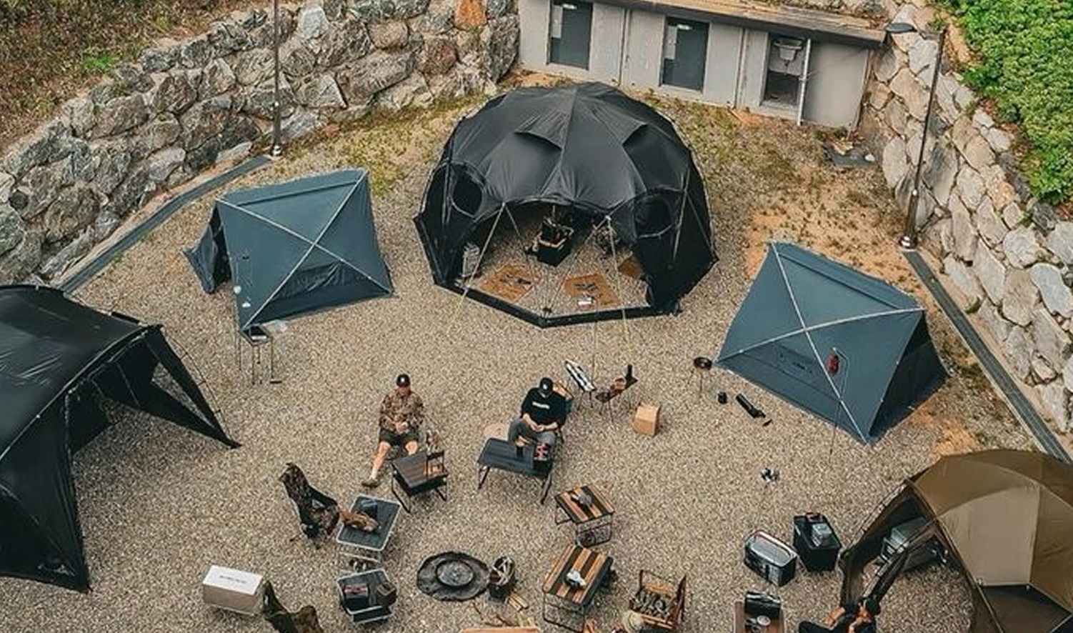 Camp setup representing community action